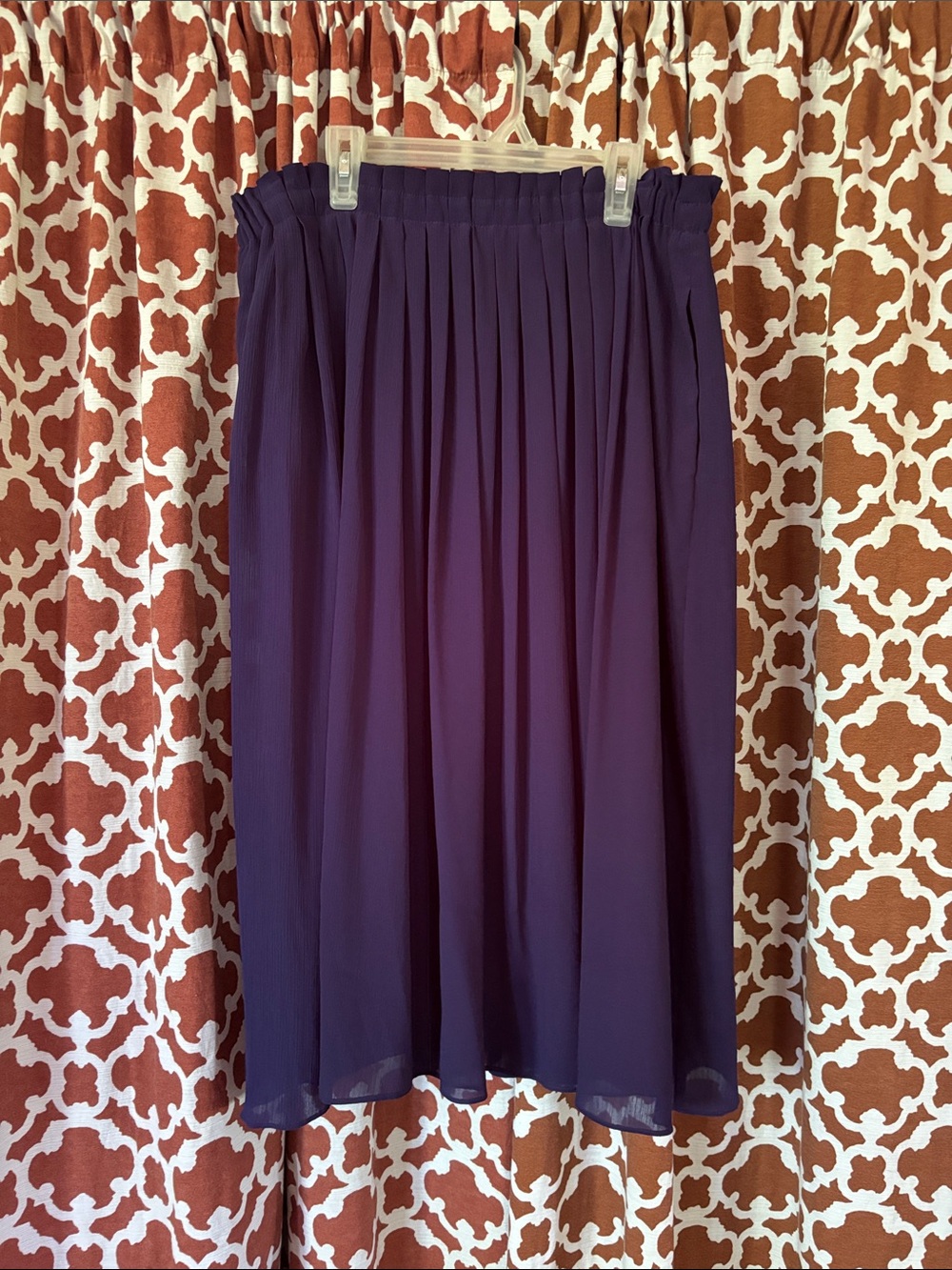 LOFT Pleated Midi Skirt in Plum
